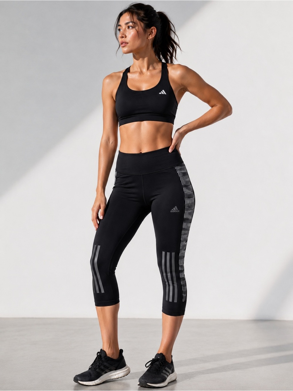 Adidas Supernova ClimaCool Cropped Running Leggings XS Black Reflective Pockets